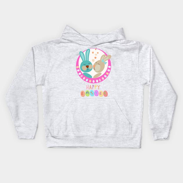 Happy Easter Love bunnies Kids Hoodie by O.M design